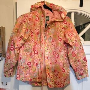 L.L. Bean Kids Floral Raincoat - Pink and Red